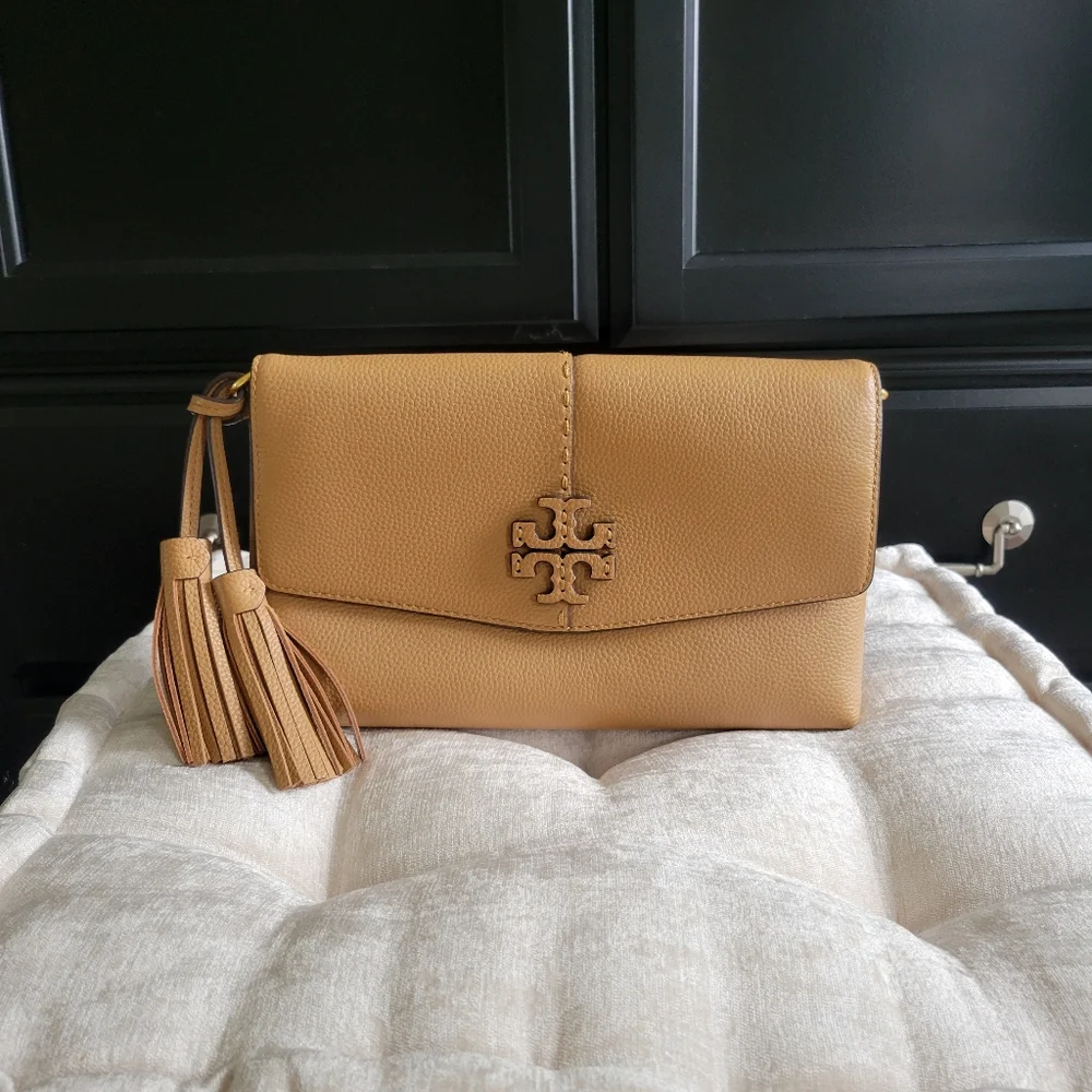 Tory Burch Tan Leather Crossbody with Tassel